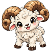 Widder Sternzeichen im Kawaii-Stil