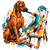 Rhodesian Ridgeback und Zwergpapagei malen