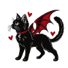 Gothic Cat With Bat Wings