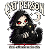 Katzenperson – Sensenmann mit Schwarzer Katze