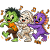 Tanzende Monster im Halloween-Look