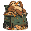 Mülltonnen-Sloth Pizza-Pause