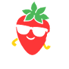Sunny Strawberry Maskottchen mit Sonnenbrille