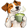 Jack Russell mit Matcha Latte