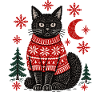 Weihnachtsschwarze Katze im gestrickten Pullover