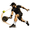 Dynamischer Padel Spieler im Schwarz