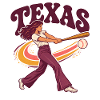 Texas Retro Baseball Dame Illustration