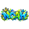 Noah Graffiti Name: Königskrone Neonblasenbuchstaben