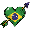 Brasilien Flagge Herz mit Pfeil