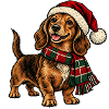 Winterhund mit Santa-Hut