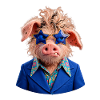 Retro-Schwein mit Sternbrille – Coole 70er-Jahre