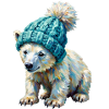 Kleiner Eisbär mit Pompon-Mütze