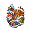Zwergmanguste im Adventskalender-Bergdorf