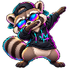 Waschbär mit Sonnenbrille – Cooler Dab Dance