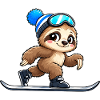 Faultier Skifahrer Wintersport Cartoon