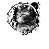Kosmische Katze im Retro-Raumanzug