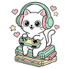 Pixel Paws – Gamer-Katze mit Headset
