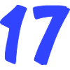 Zahl 17 in leuchtendem Blau