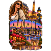 Paris Neon Skyline mit Stilfigur