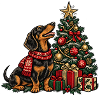 Dackel und Weihnachtsbaum Szene