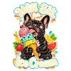 Bulldogge liebt Eiscreme Illustration