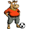 Kuh im Fußballtrikot