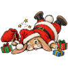 Lustiger gefallener Hase Winter-Paket-Hasen-Humor