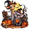 Giraffen- und Koala-Halloween-Skelette