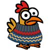 Niedliches Huhn mit Winterpullover