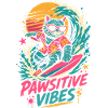 Surfende Katze – Pawsitive Vibes