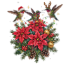 Kolibris mit Weihnachtssternen und Lichterkette