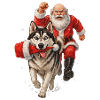 Husky klaut Weihnachtsmannmütze