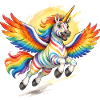 Regenbogen-Einhorn mit Flügeln