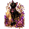 Mystical Black Cat & Purple Magic