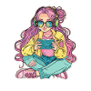 Gamer Mädchen Cartoon Look