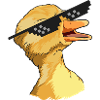 Quakende Meme-Ente mit Sonnenbrille