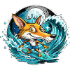 Ein Fuchs, König der Surf-Welle