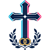 Neon Kreuz mit Lorbeerring