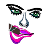 Pop-Art Neonlippen Gesicht