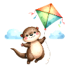 Comic Otter Drachen Steigen Herbst Wind 