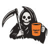 Halloween Sensenmann  mit Kaffeebecher