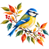 Blaumeise im bunten Herbst