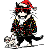 Cool Christmas Lights Cat Walking Dog