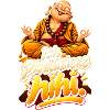 Gelassener Buddha mit Wortwitz