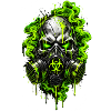 Neon-Totenkopf mit Gasmaske