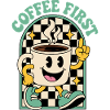 Kaffeetasse im Retrolook – Coffee First