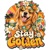 Stay Golden Hund Retro Blüten