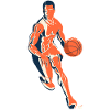 Basketballspieler beim Dribbeln – Retro Stil