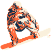 Snowboarder im Sprung – Retro Stil