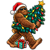Sasquatch mit Weihnachtsbaum